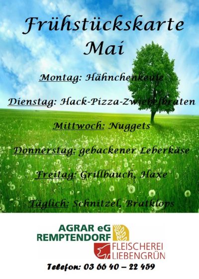 Frühstückskarte Mai
